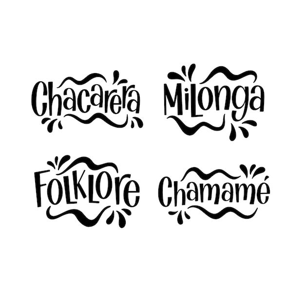 Lettering latin music stickers collection