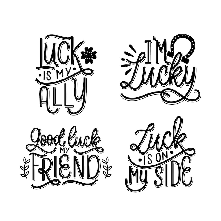 मुफ़्त वेक्टर lettering luck stickers collection