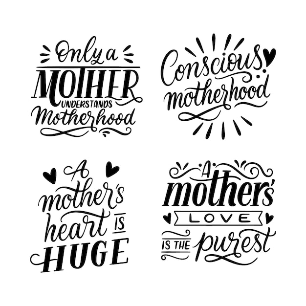 Free vector lettering maternity stickers collection