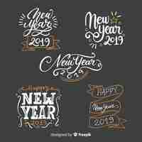 Free vector lettering new year 2019 collection