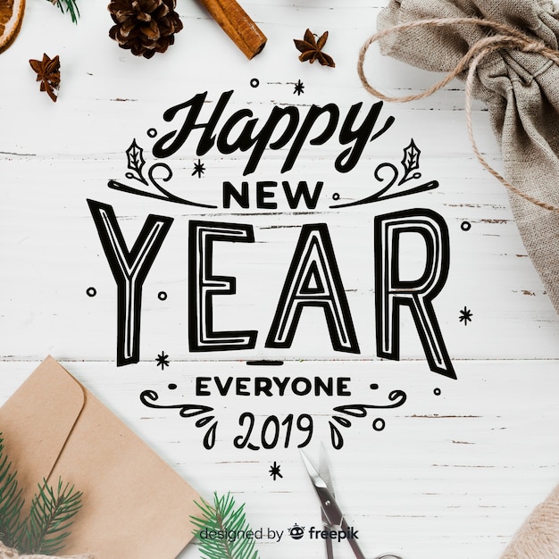 Free vector lettering new year 2019