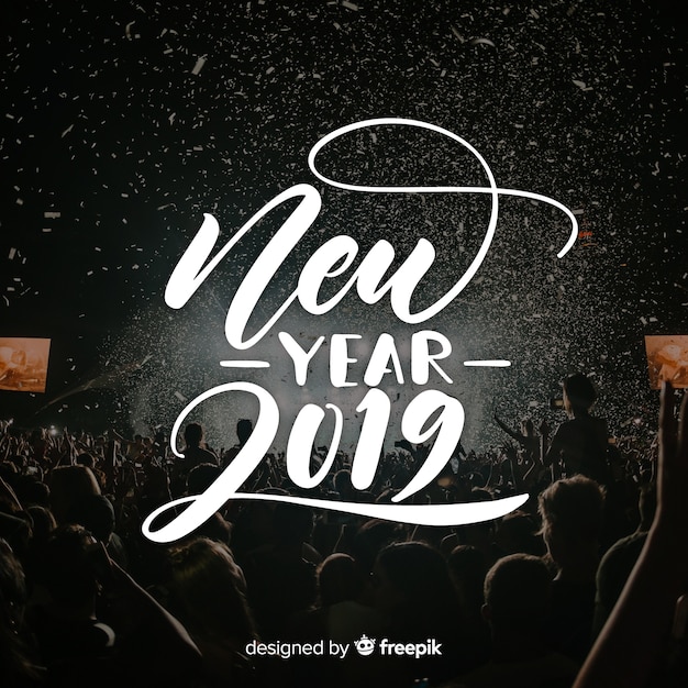 Free vector lettering new year 2019