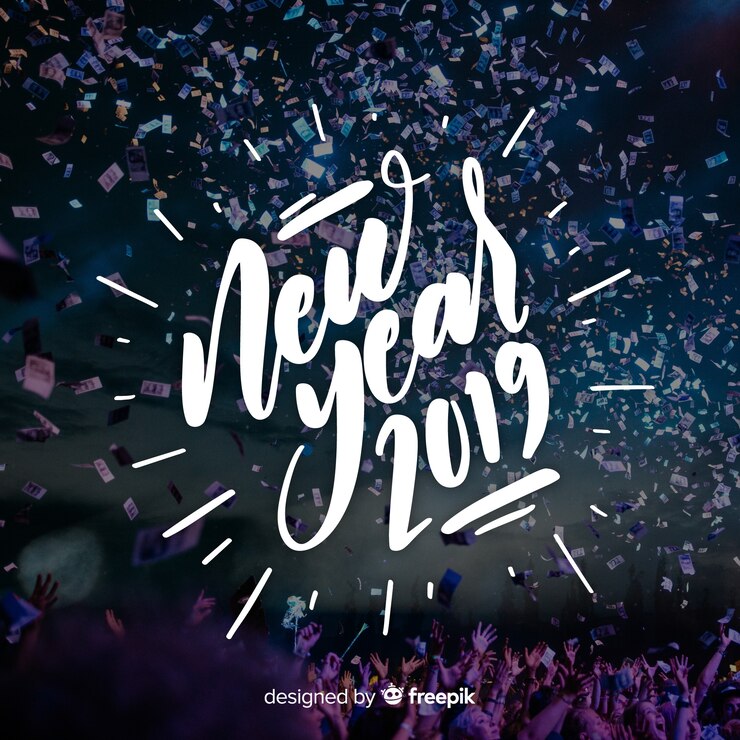 Free Vector lettering new year 2019 