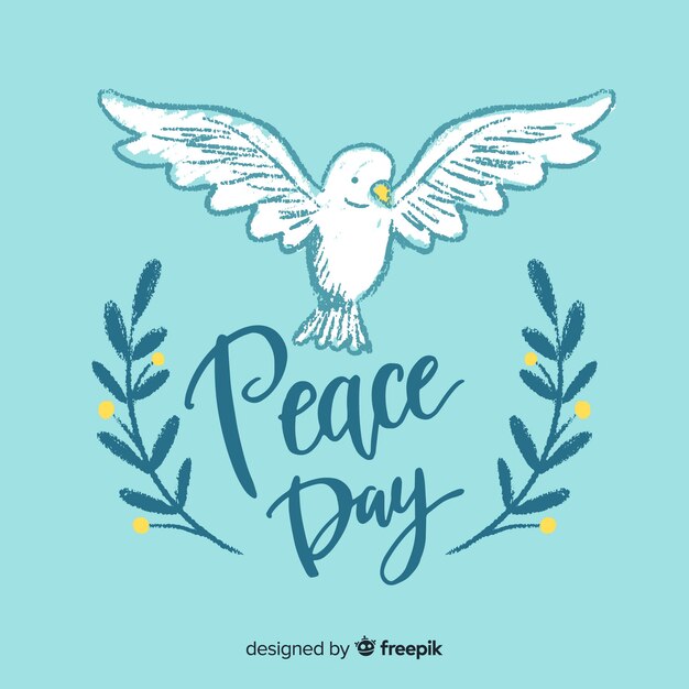 Free vector lettering peace day background with dove