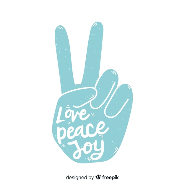 Free vector lettering peace sign hand