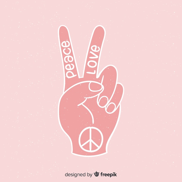 Free vector lettering peace sign hand