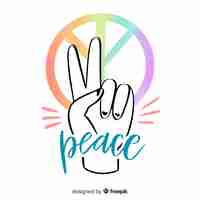 Free vector lettering peace sign hand