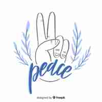 Free vector lettering peace sign hand