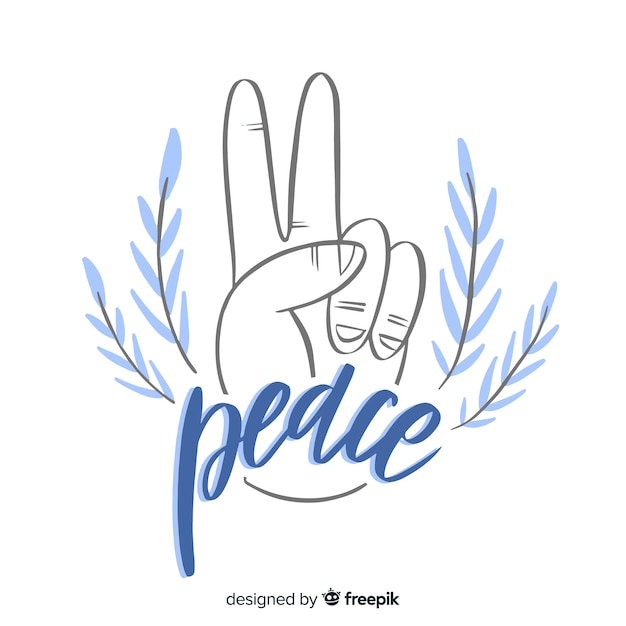 Lettering peace sign hand 