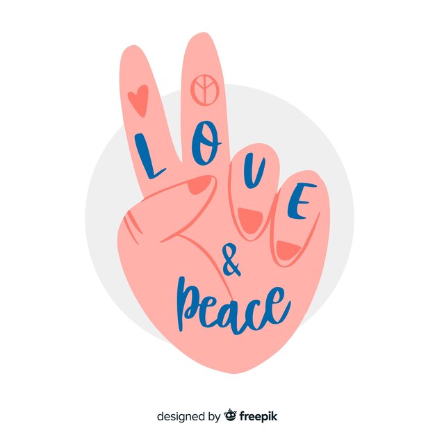 Lettering peace sign hand 