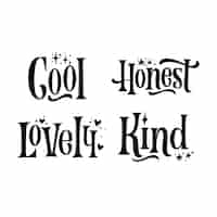 Free vector lettering positive adjectives stickers collection