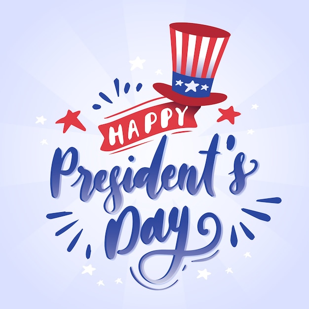 Free vector lettering presidents day with hat