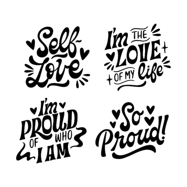 Free vector lettering proud stickers collection