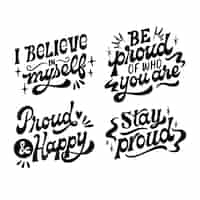 Free vector lettering proud stickers collection