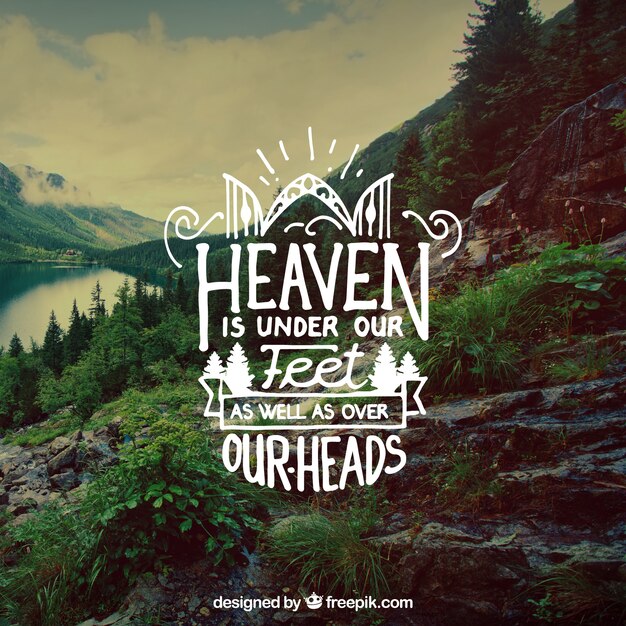 lettering and quote design on landscape background