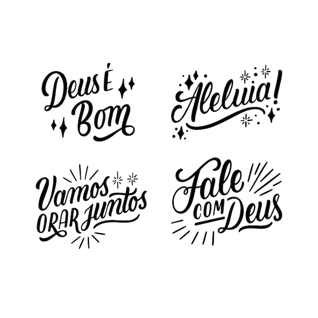 Free vector lettering religious holidays stickers collection