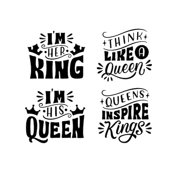 Free vector lettering royal family stickers collection