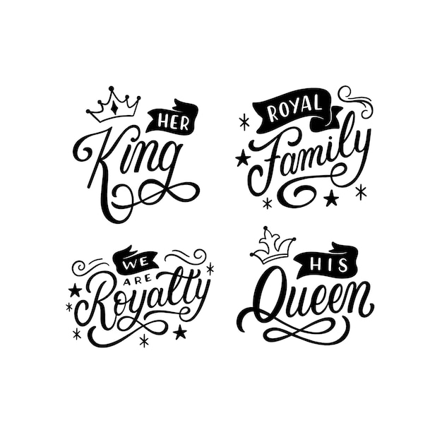 Free vector lettering royal family stickers collection