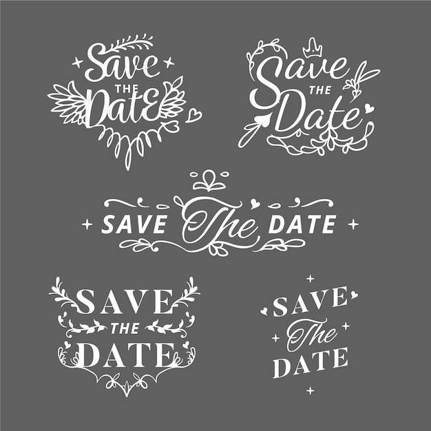 Free vector lettering save the date collection