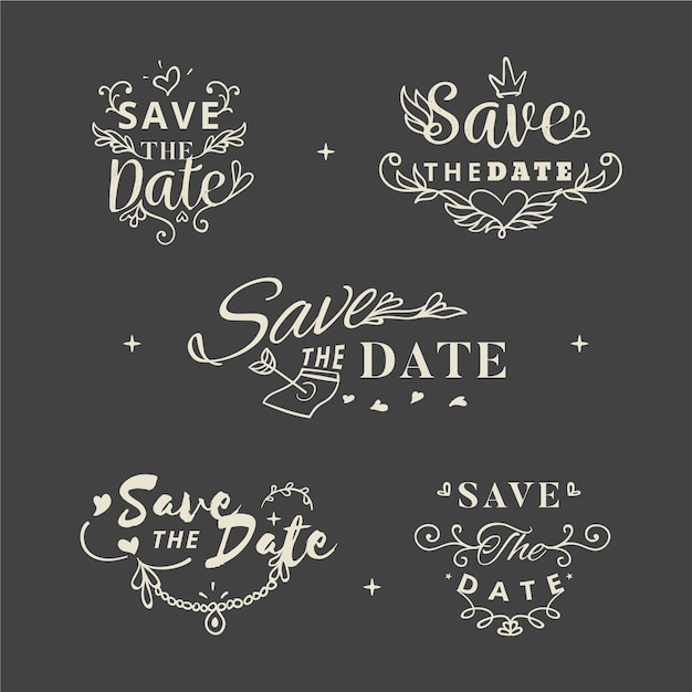 Free vector lettering save the date set