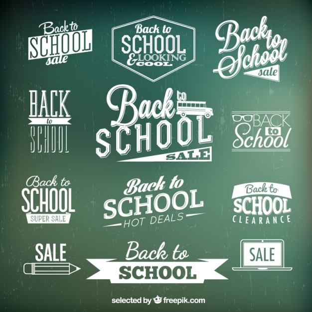 Free vector lettering school labels
