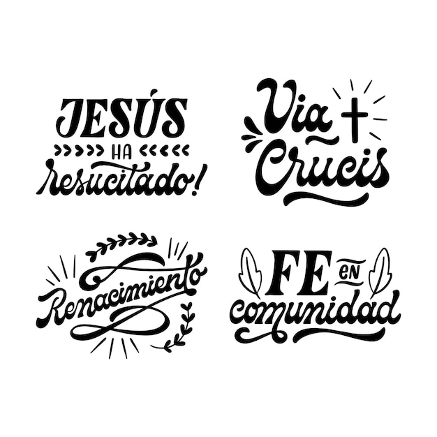 Lettering semana santa stickers collection