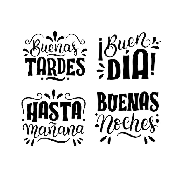 Free vector lettering spanish words and phrases stickers collection
