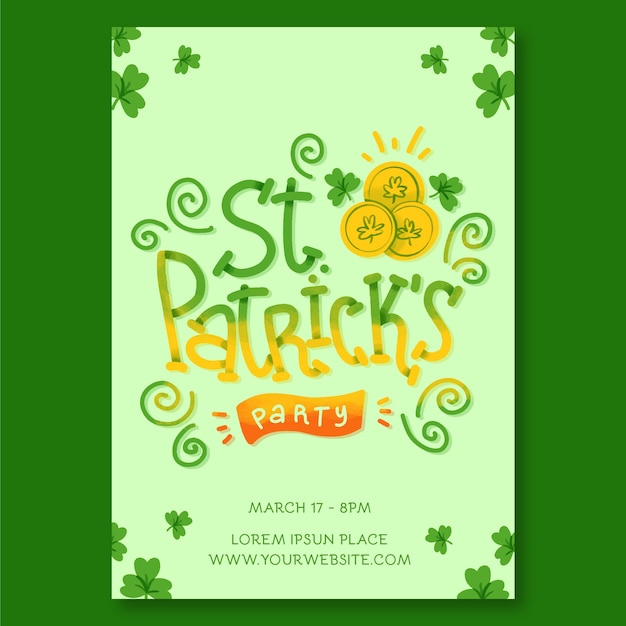 Free vector lettering st. patrick's day poster template