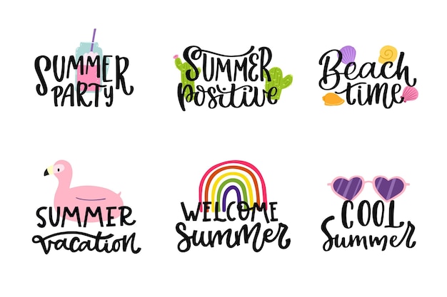 Lettering summer badges pack