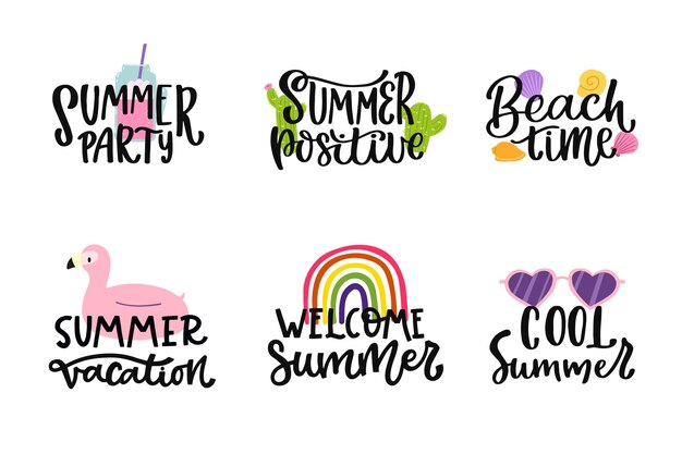 Lettering summer badges pack