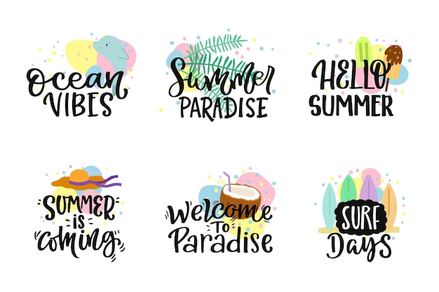 Free vector lettering summer badges set