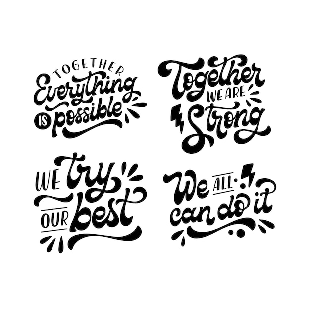 Lettering team spirit stickers collection