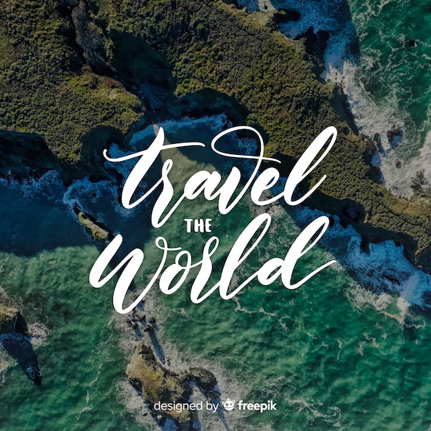 Free vector lettering travel with photo