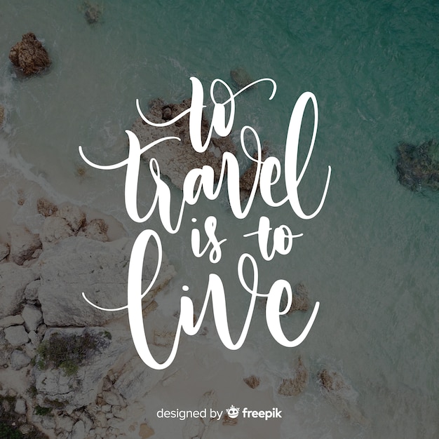 Vettore gratuito lettering viaggi con foto