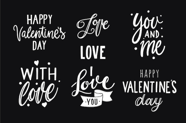 Lettering valentines day badge collection