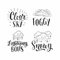 Free vector lettering weather stickers collection