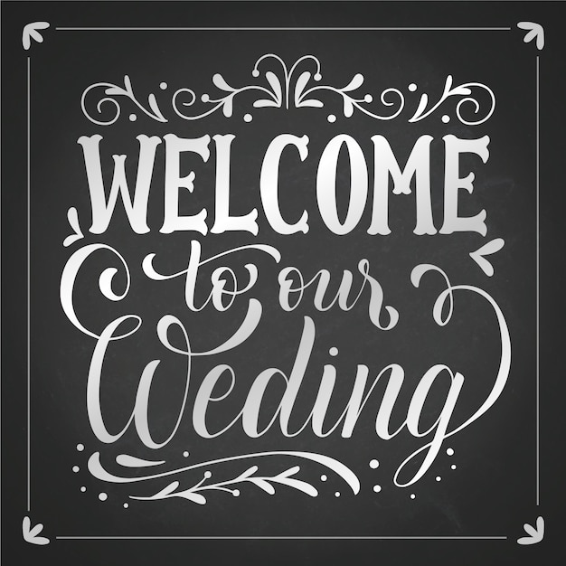 Free vector lettering wedding on blackboard