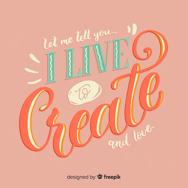 Free vector lettering with quote for creativity