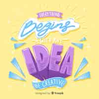 Free vector lettering with quote for creativity