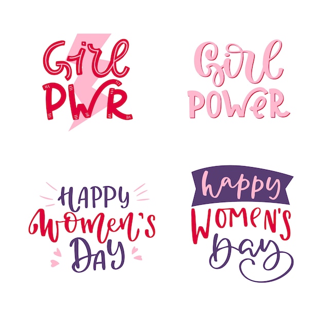 Free vector lettering women's day badge collection