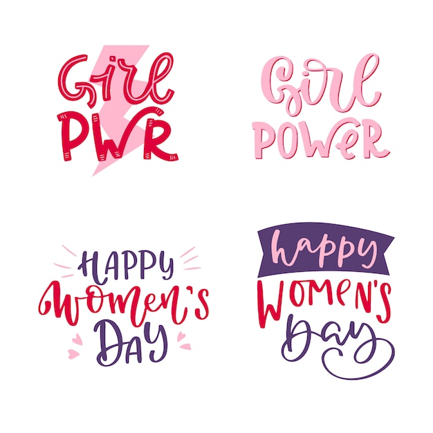 Lettering women's day badge collection