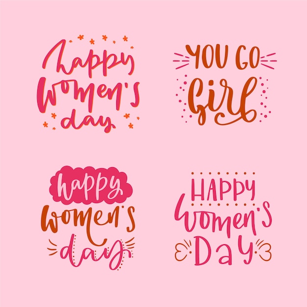 Free vector lettering women's day badge collection