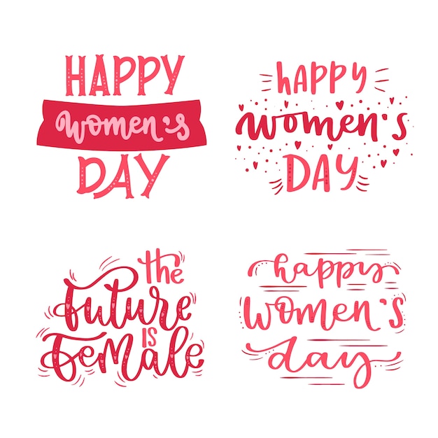 Lettering women's day label/badge collection