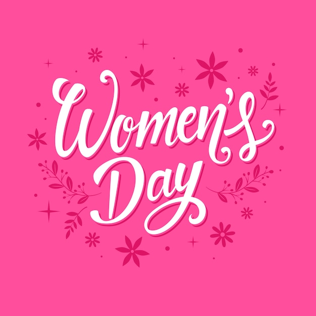 Free vector lettering women's day with flowers