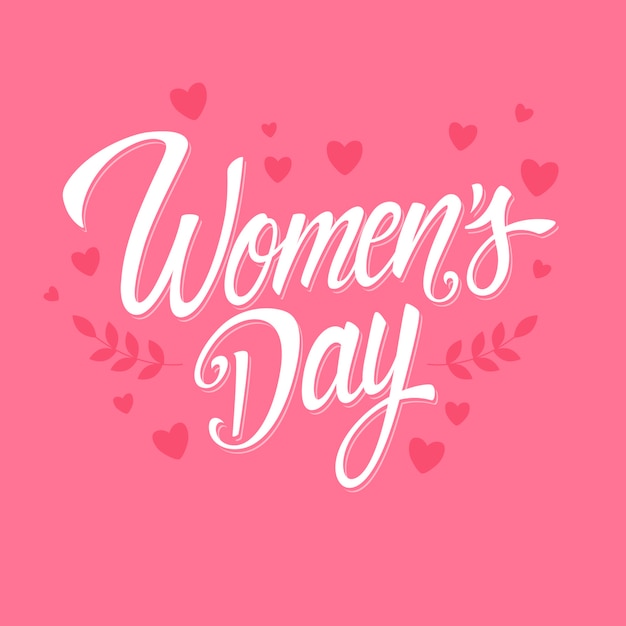 Free vector lettering women's day with hearts