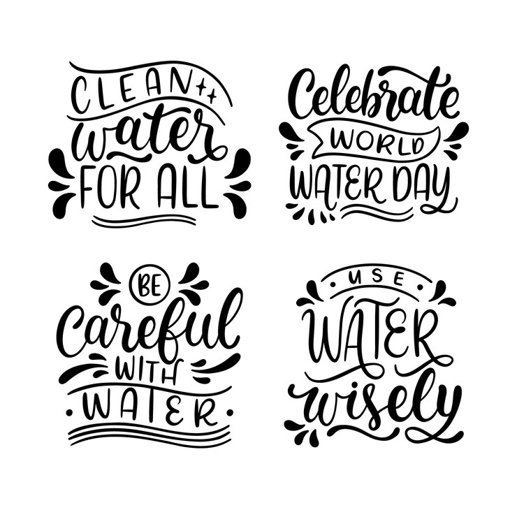 Free Vector lettering world water day stickers collection
