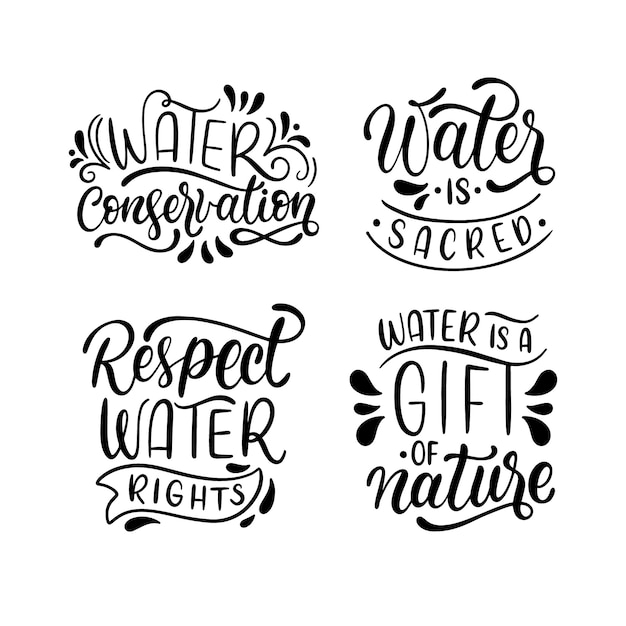 Free vector lettering world water day stickers collection