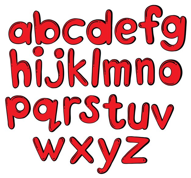 Буквы алфавита красного цвета