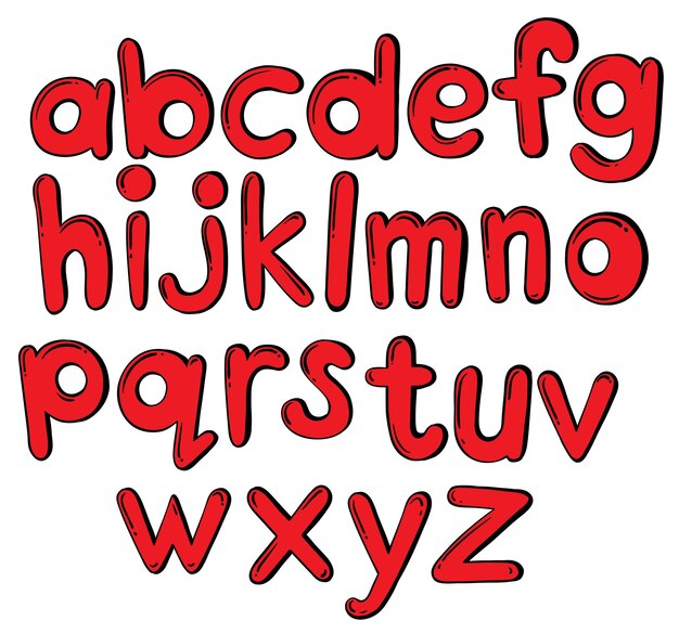 Letters of the alphabet in red color