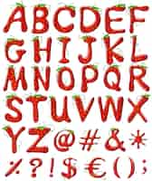 Free vector letters of the alphabet with strawberry design